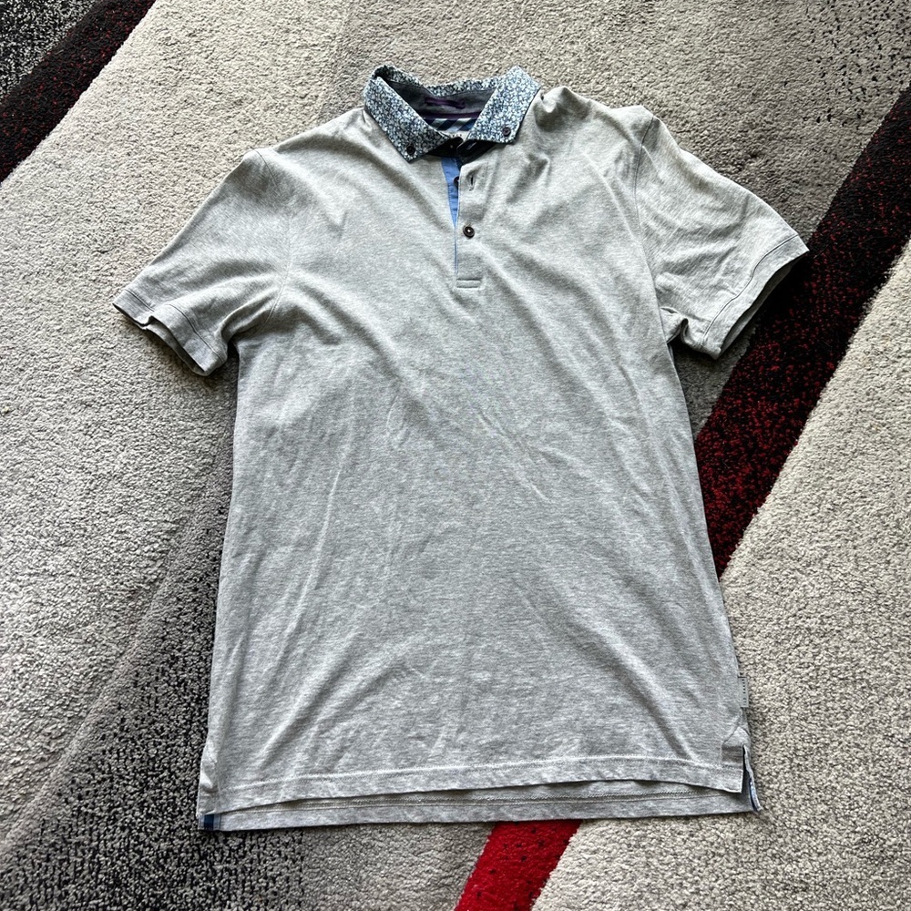 Ted Baker London Newpals Floral Collar Slim Fit Polo